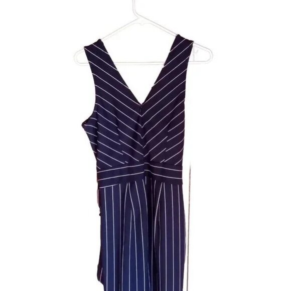 Wrapper Black Striped Sleeveless Jumpsuit Size 6 - Picture 3 of 6